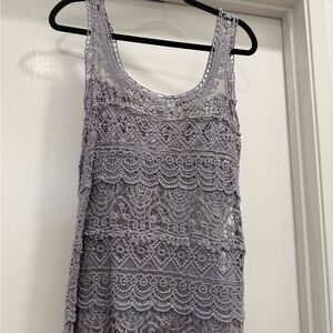 Solitaire Gray Lace Top